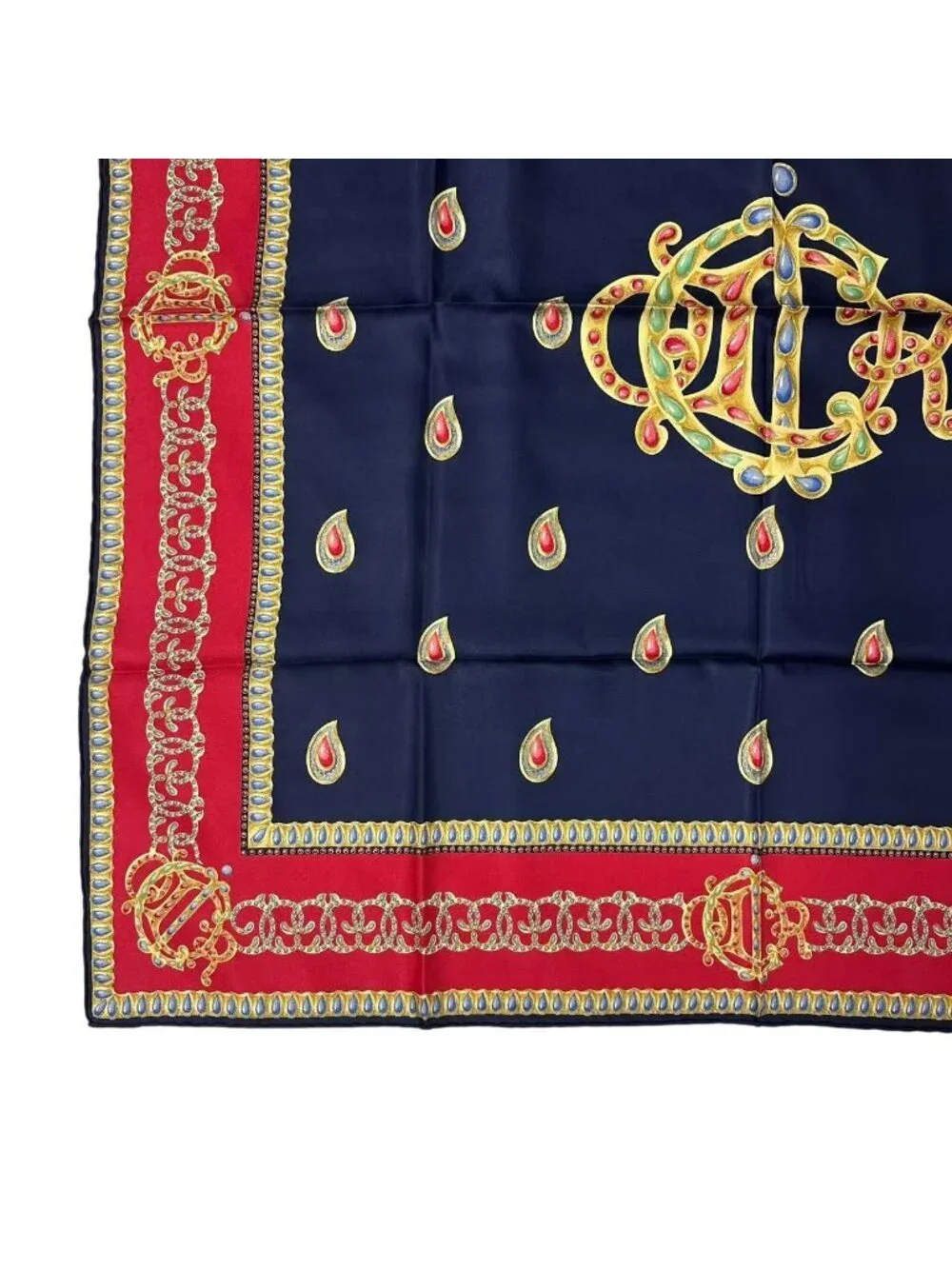 Dior Scarf Silk Logo All Over Print Red Navy